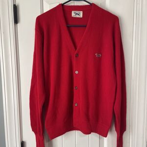 Vintage The Fox Sweater JCPenney Red Cardigan Long Sleeve Size Medium